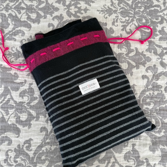 Striped Navy and Pink Poncho Wrap Sweater by MERSEA - Picture 2 of 9